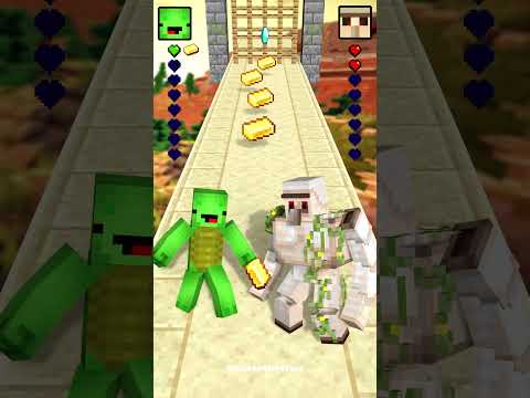 Minecraft New Gold Run | Mikey and JJ vs Iron Golem | Attack on Village! #minecraft