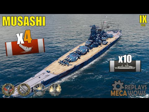 Musashi 3235 base XP, 4 kills, 260k Dmg | World of Warships Gameplay