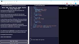 Basic CSS (31/44) | Override All Other Styles by using Important | fre