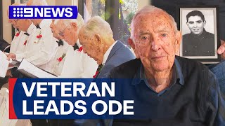 Australian army veteran, 98, leads ode at retirement village on Anzac Day | 9 News Australia