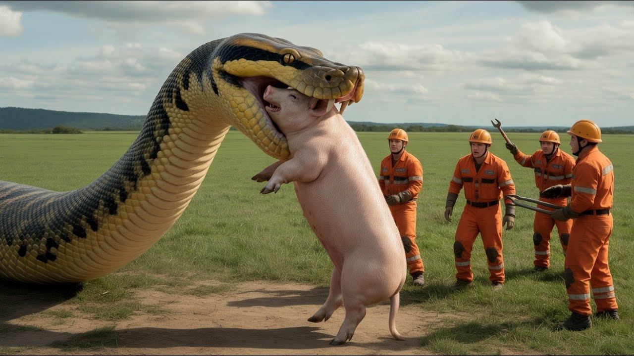 Brave Heroes Save a Pig from Being Crushed Alive by a Giant Python!