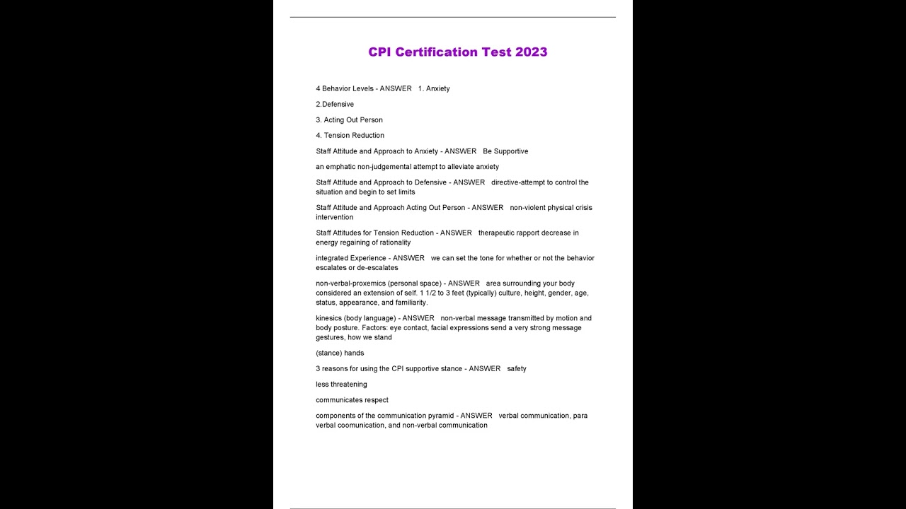 CPI Certification Test 2025