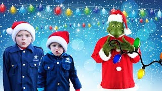Grinch takes Christmas lights from headquarters silly fun kids video