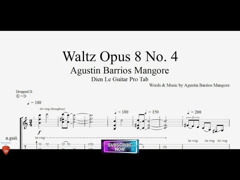 Waltz Opus 8 No. 4 by Agustin Barrios Mangore with Guitar Tutorial TABs