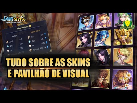 SKINS e PAVILHÃO de VISUAL - QUAIS os BONUS e BUFFS para os CHARS e CONTA - Saint Seiya Awakening