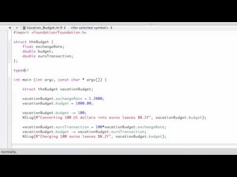 Objective-C Tutorial - Lesson 9: Part 2: Structures with Defined Data Types