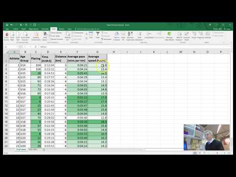 Part of a video titled creating a pace / speed athletics spreadsheet using FLASH FILL