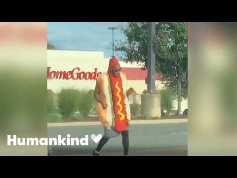 Man in hot dog costume is dancing his buns off |...