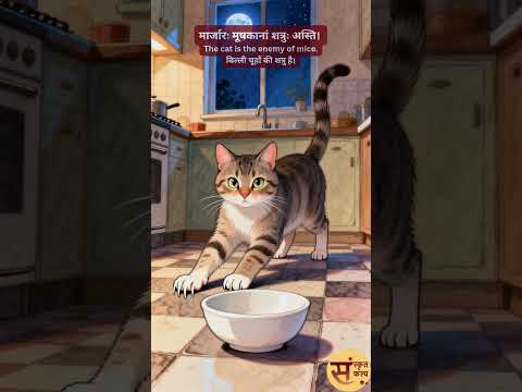 The Clever Cat | चतुरः विडालः: चतुर बिल्ली | Sanskrit Story - 109  | Sanskrit Kalp