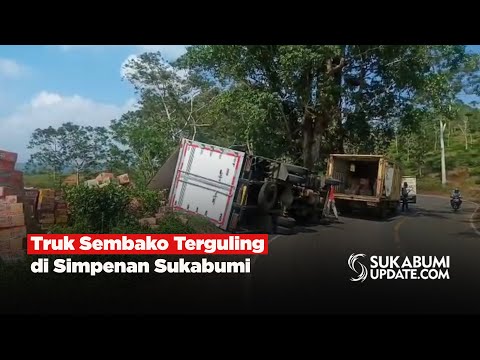 Truk Sembako Terguling di Simpenan Sukabumi