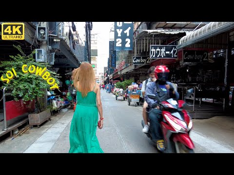 A walk down SOI COWBOY BANGKOK at 1.30 pm  & Sukhumvit Road Soi 11-17. Thailand 4K Walk Tour.