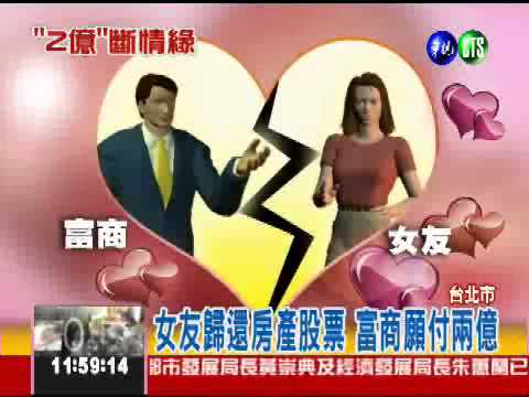 富商甩女友 分手費兩億!