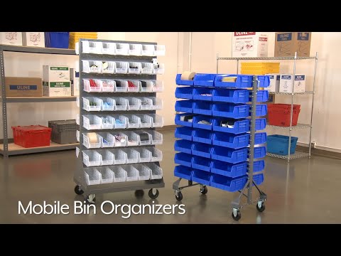 Mobile Gravity Shelf Bin Organizer - 7 x 12 x 4 Bins H-3897 - Uline