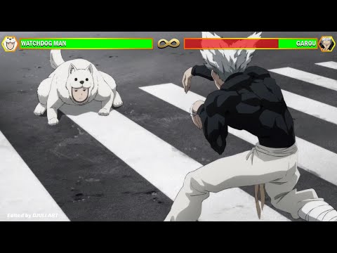 Garou vs Watchdog Man and King, Assist Saitama - One Punch Man