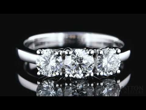 18ct White Gold 1.00ct Diamond Trilogy Ring