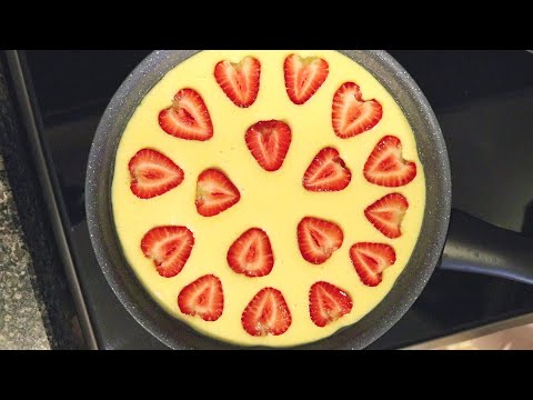 NO OVEN! Strawberry CAKE IN PAN! 1 minute cake recipe