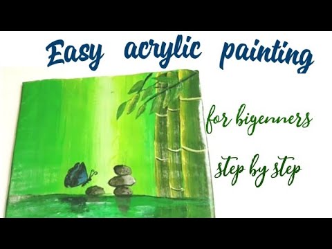 bamboo  acrylic painting for bigenners |. step by step 🎨🖌️