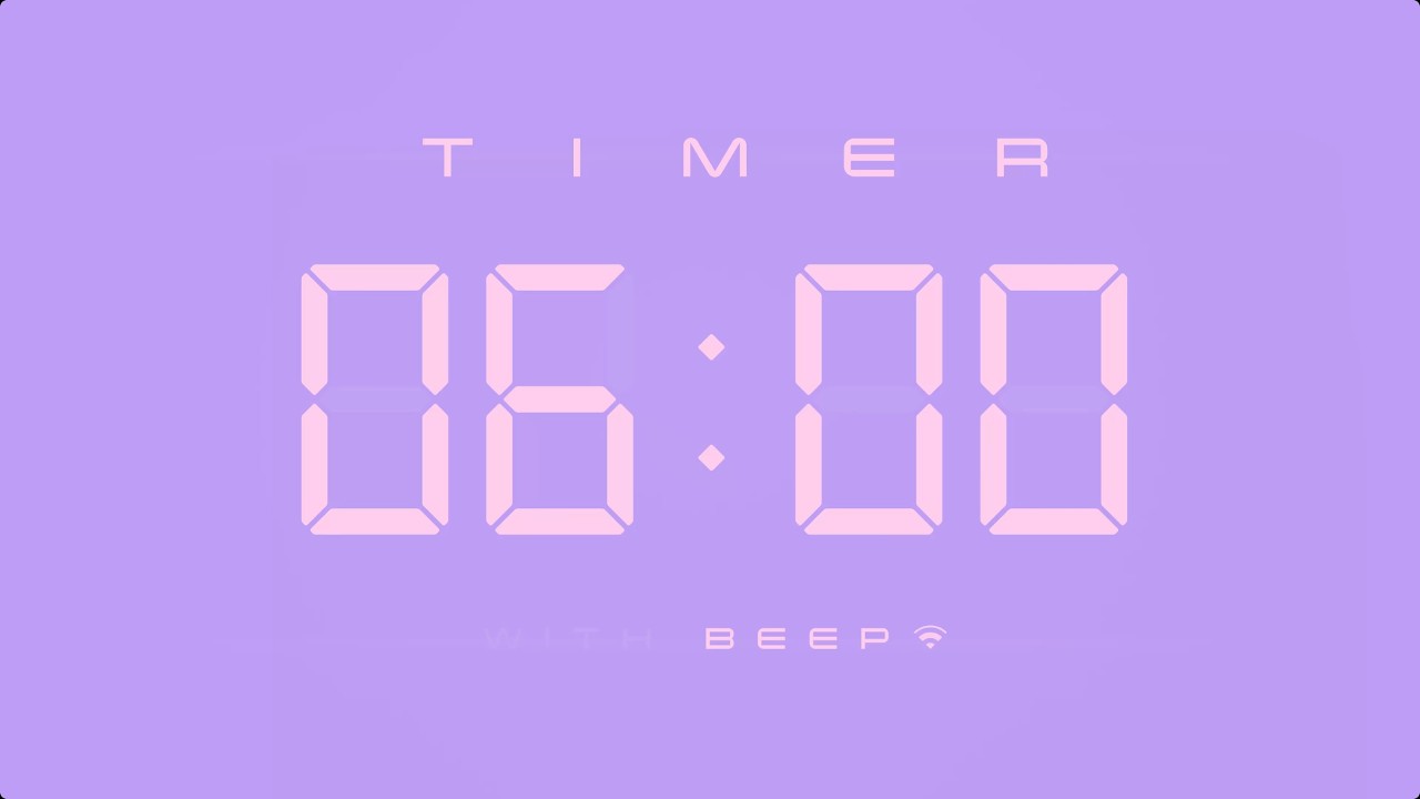 6 Minute Digital Countdown Timer with Simple Beeps 💕💜
