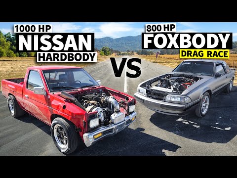 800hp Foxbody Mustang vs 1000hp Junkyard Nissan Hardbody // THIS vs THAT