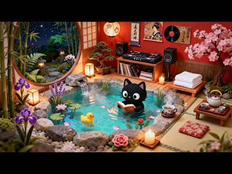 Hot Spring Escape 🌸🕯️ Jazzy Lofi Beats for Study, Focus & Relax | Chill at a Cozy Japanese Onsen