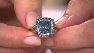 Australian Opal Triplet & Blue Topaz Sterling Halo Ring with Jennifer Coffey