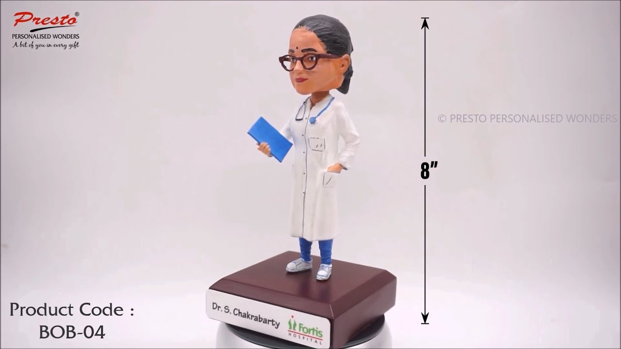 Personalized Bobblehead 3D Miniature with Female Doctor Body - Height 8 inches [BOB-04]