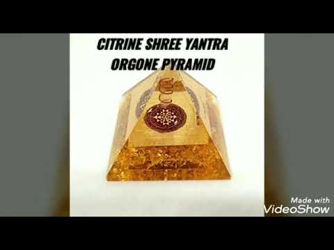Yellow stone citrine shree yantra orgone pyramid for healing