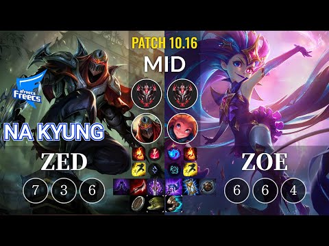 AF Na Kyung Zed vs Zoe Mid - KR Patch 10.16