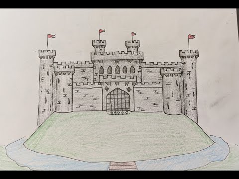 How To Draw A Castle, Drawing Tutorial (Easy, Kids)