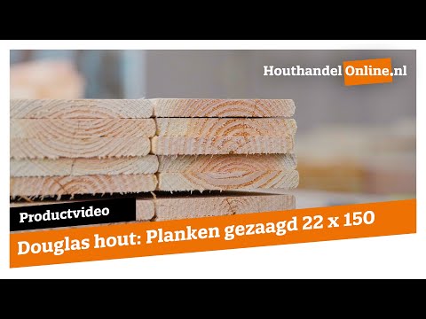 Plank Douglas hout 22x150mm fijnbezaagd  video