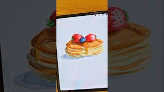 Pancakes With Berries 🥞🍓 #procreate #shorts #watercolor #digitalart
