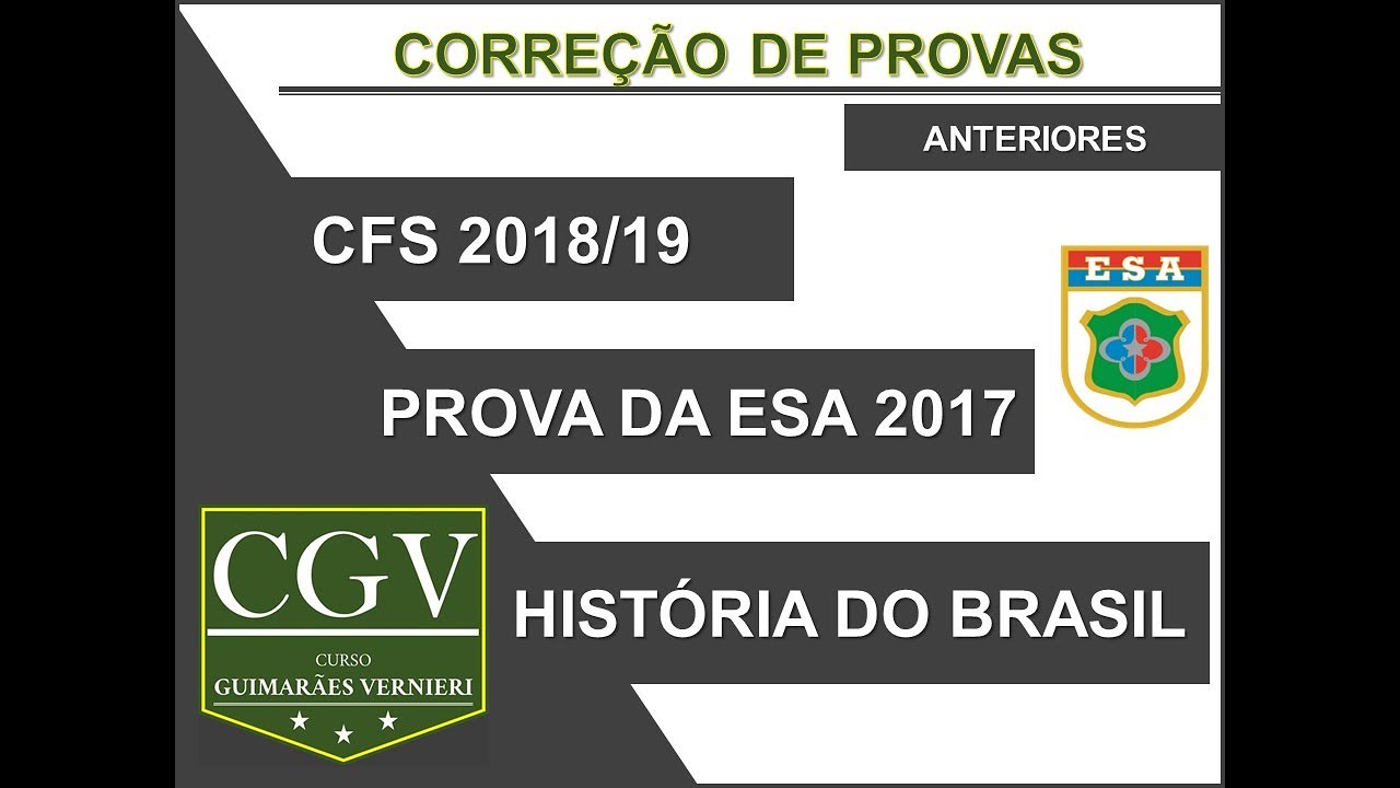 Prova de História do Brasil - ESA 2017 - CFS 2018/19 - Comentada