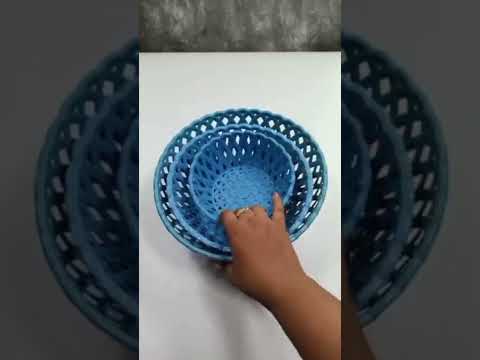 Blue multipurpose round storage plastic basket tray (2088)
