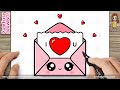 How To Draw An Easy I Love You Card Envelope Step By Step For Kids