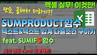 엑셀 이것만! SUMPRODUCT함수 단순, 곱해서 더하기? 텍스트&텍스트 합계, 다중조건 만족값 구하기! 그리고 SUMIFS와 비교하기! (시간낭비 제로zero) 프로젝트!)