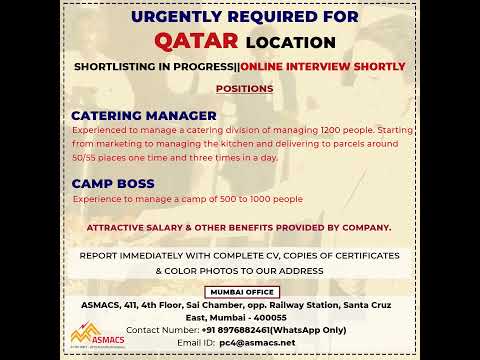 QATAR – REQUIRED FOR REPUTED COMPANY