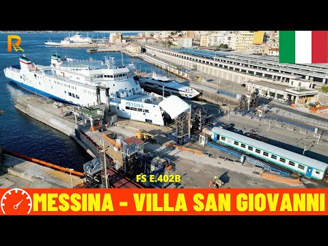 Cab Ride Messina - Villa San Giovanni - crossing the straits of Messina on the train ferry (Italy)4K