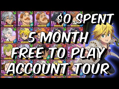 My LAZY 5 Month Free To Play Account Tour! $0 Spent - 188k CC - Seven Deadly Sins: Grand Cross