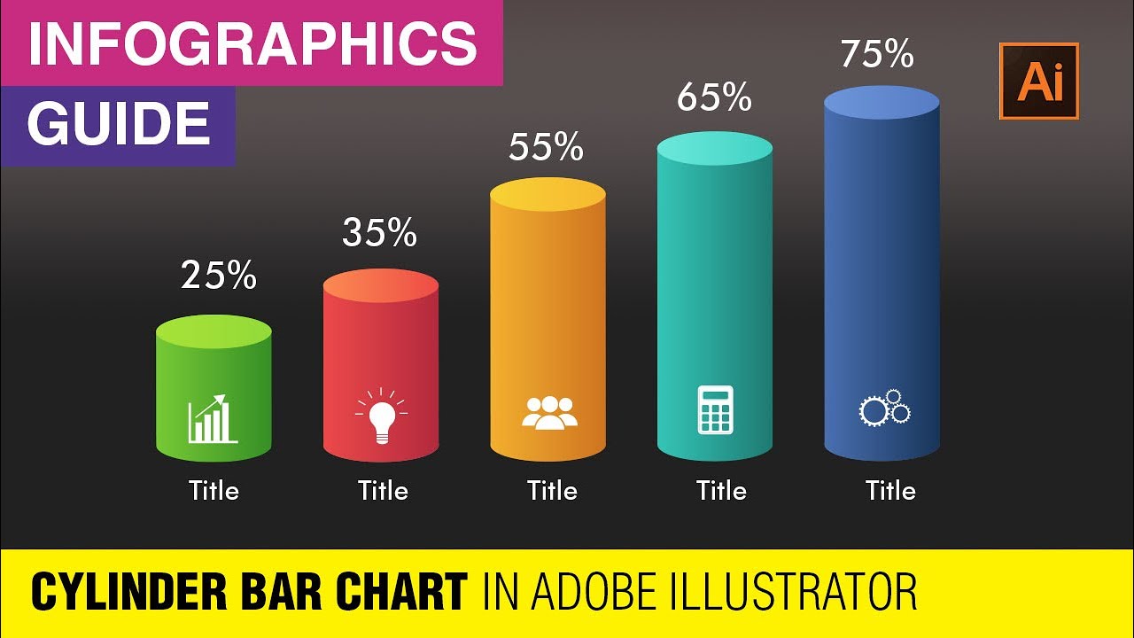 Modern Cylinder Bar Chart in Adobe Illustrator | Cylindrical Bars Infographic | @InfographicsGuide