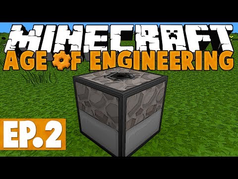 Minecraft Age of Engineering! #2 - Automatic Mining....Slowly! [Twitch VoD]