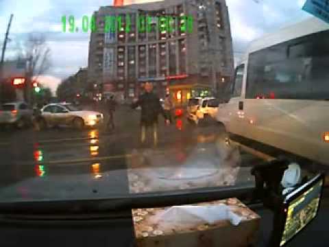crazy tram throwing cars around in Russia