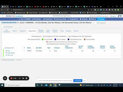 Aeries Adding Assignments Gradebook Tutorial Pt 2