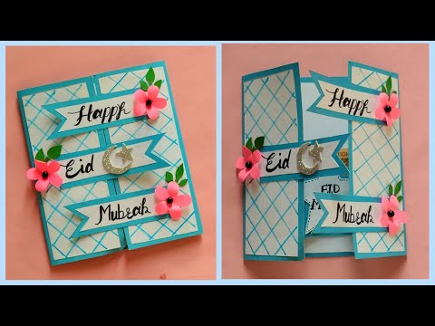 Handmade Eid Greeting Card / Handmade Card Ideas  /Eid  Card bnanay ka trika