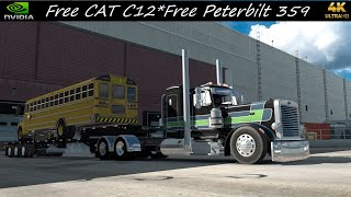 *Free CAT C12*Free Peterbilt 359* School Bus Hauled Tulsa to Oklahoma City *JBX2/TAA* 4K ATS PC 1.56