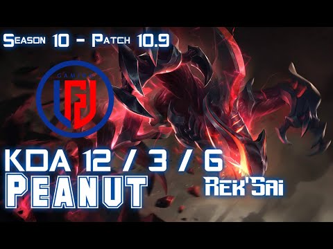LGD Peanut REK'SAI vs LEE SIN Jungle - Patch 10.9 KR Ranked