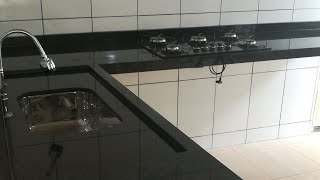 Montagem bancada de granito verde ubatuba