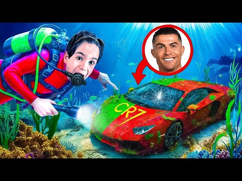 LITTLE BOY dives to RONALDO'S sunken LAMBORGHINI!😱