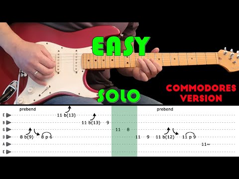 EASY - Guitar lesson - Guitar solo with tabs (fast & slow) - The Commodores