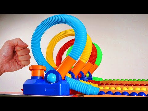 Pop Tube Marble Run Race ASMR # 12 ☆ 360° ☆ Creative Healing Sound Simple Machine DIY Build