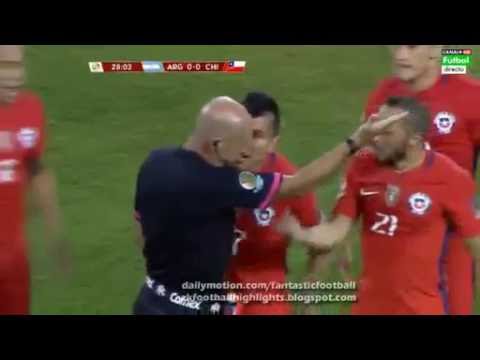 Marcelo Diaz Red Card - Argentina vs Chile - 26/06/2016 HD